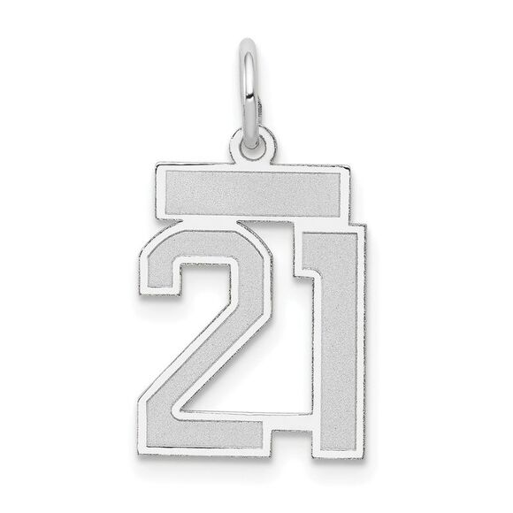 14k White Gold Jersey Collection Small Number 21 Pendant